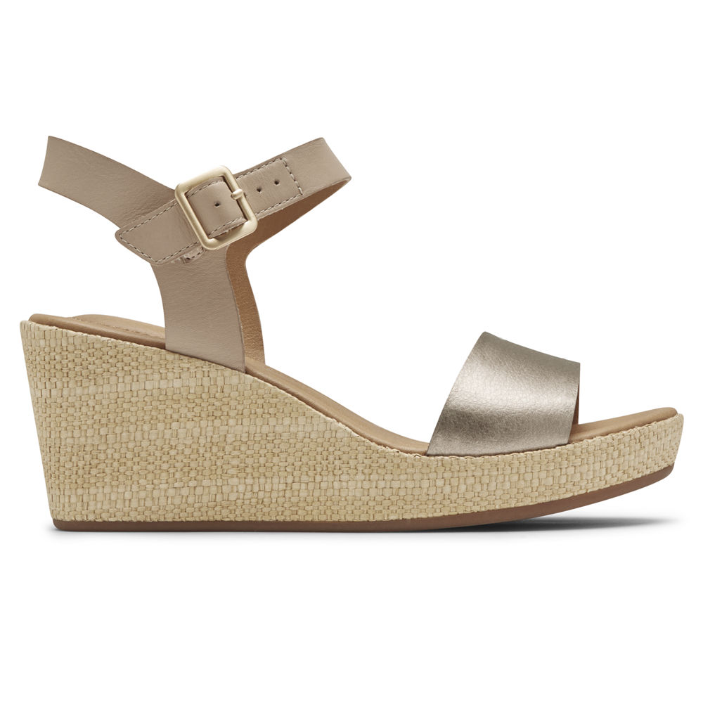 Sandalias Rockport Mujer Mexico - Lyla Ankle-Strap Plateados - HEMUY1328